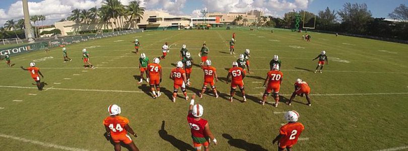 Football game as seen from drone